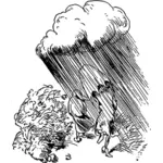 رجل في عاصفة الأمطار ناقلات الرسومات